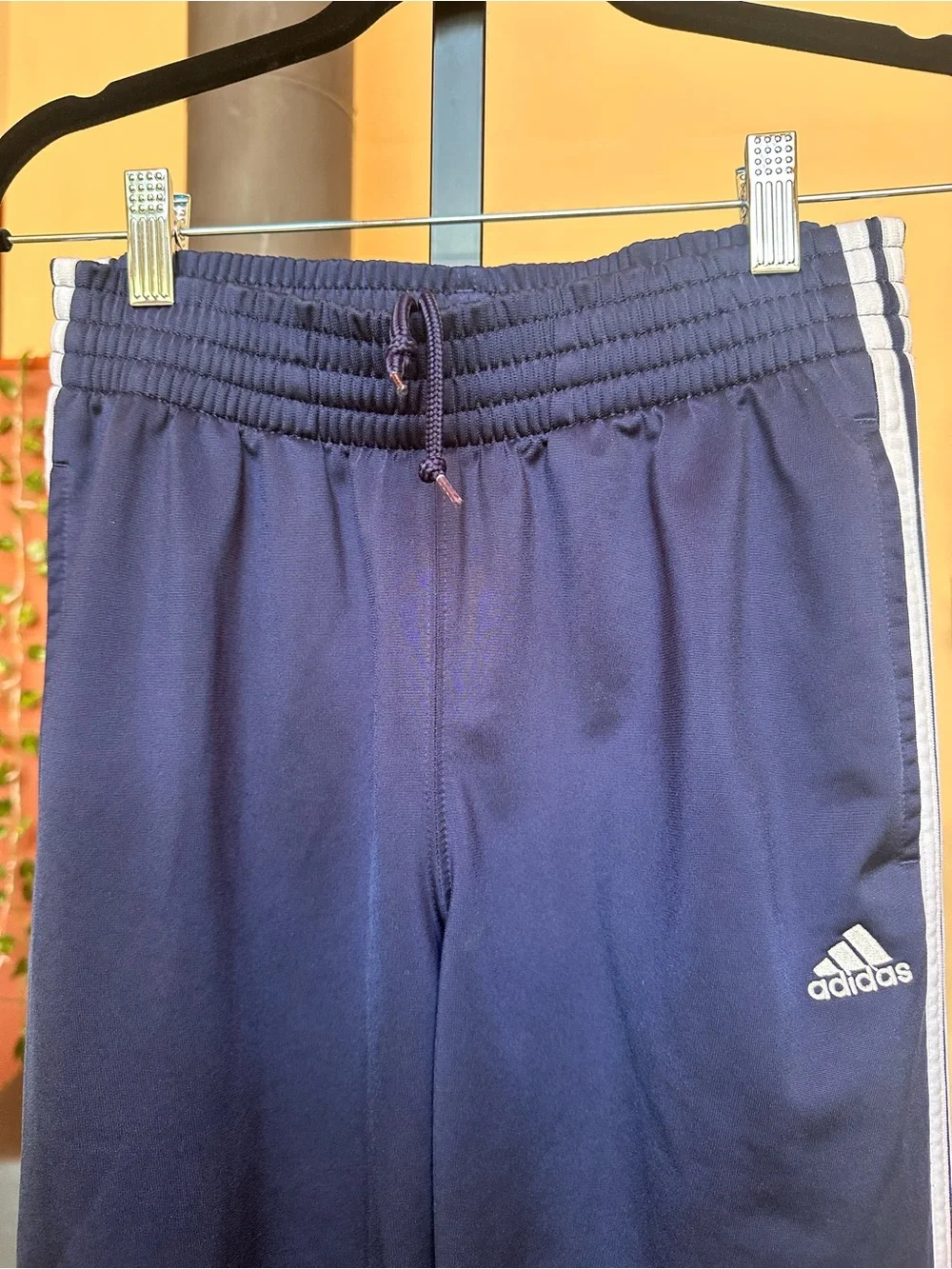 #286- adidas Navy Track Pants with White 3-Stripes